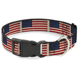 Plastic Clip Collar - American Flag Weathered Color Repeat - Buckle-Down - Flyclothing LLC