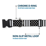 Plastic Clip Collar - American Flag CLOSE-UP Black/White - Buckle-Down - Flyclothing LLC