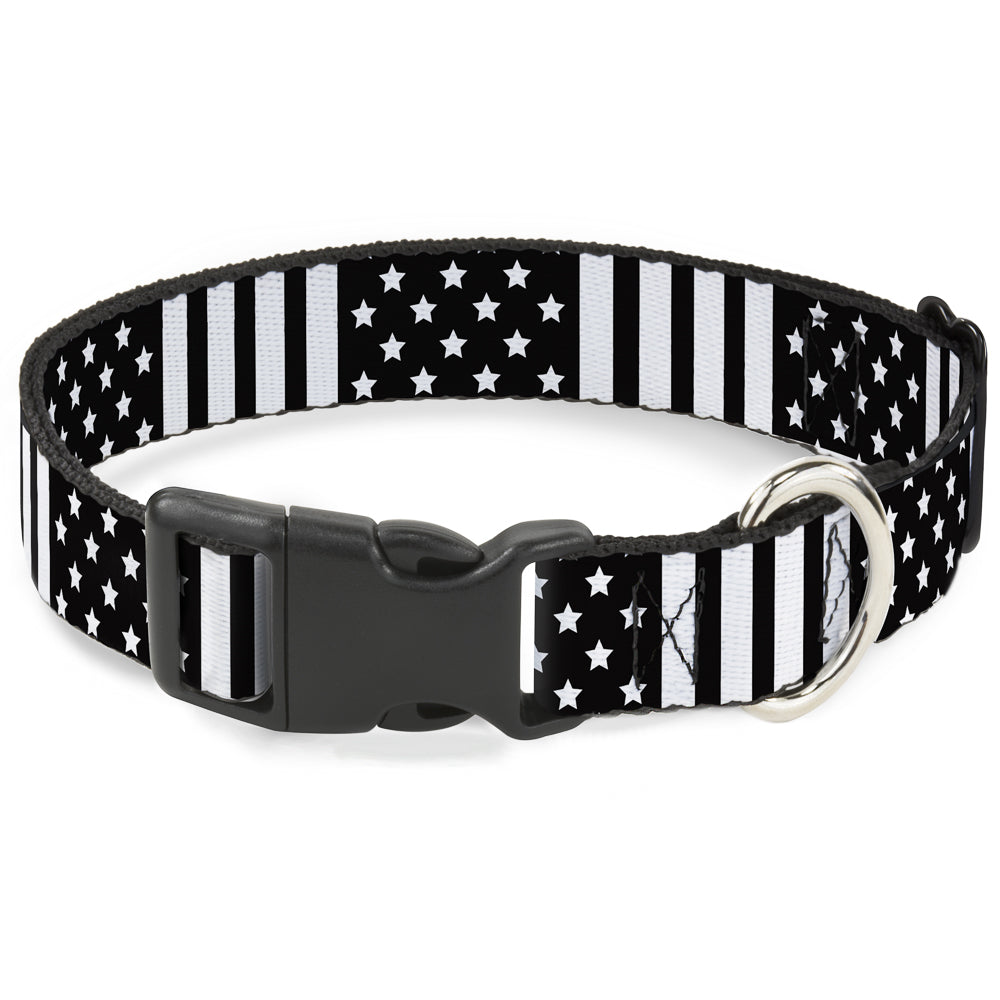 Plastic Clip Collar - American Flag CLOSE-UP Black/White - Buckle-Down - Flyclothing LLC
