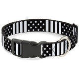 Plastic Clip Collar - American Flag CLOSE-UP Black/White - Buckle-Down - Flyclothing LLC