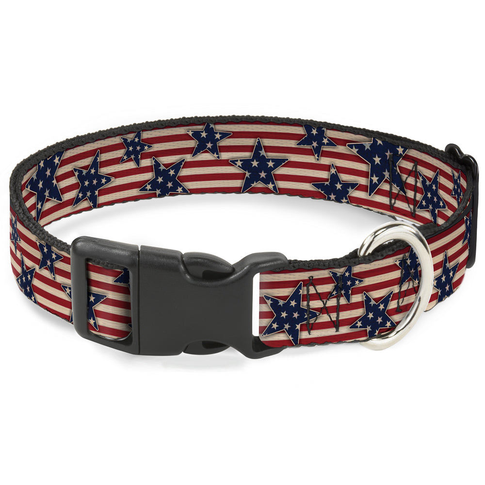 Plastic Clip Collar - Americana Stars & Stripes Red/White/Blue/White - Buckle-Down - Flyclothing LLC