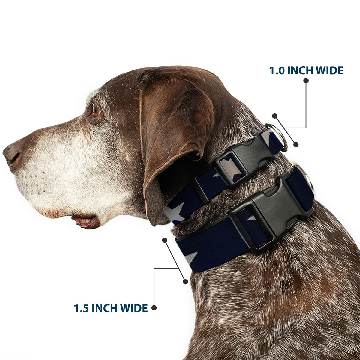 Plastic Clip Collar - American Flag Vivid Stars CLOSE-UP Blue/White