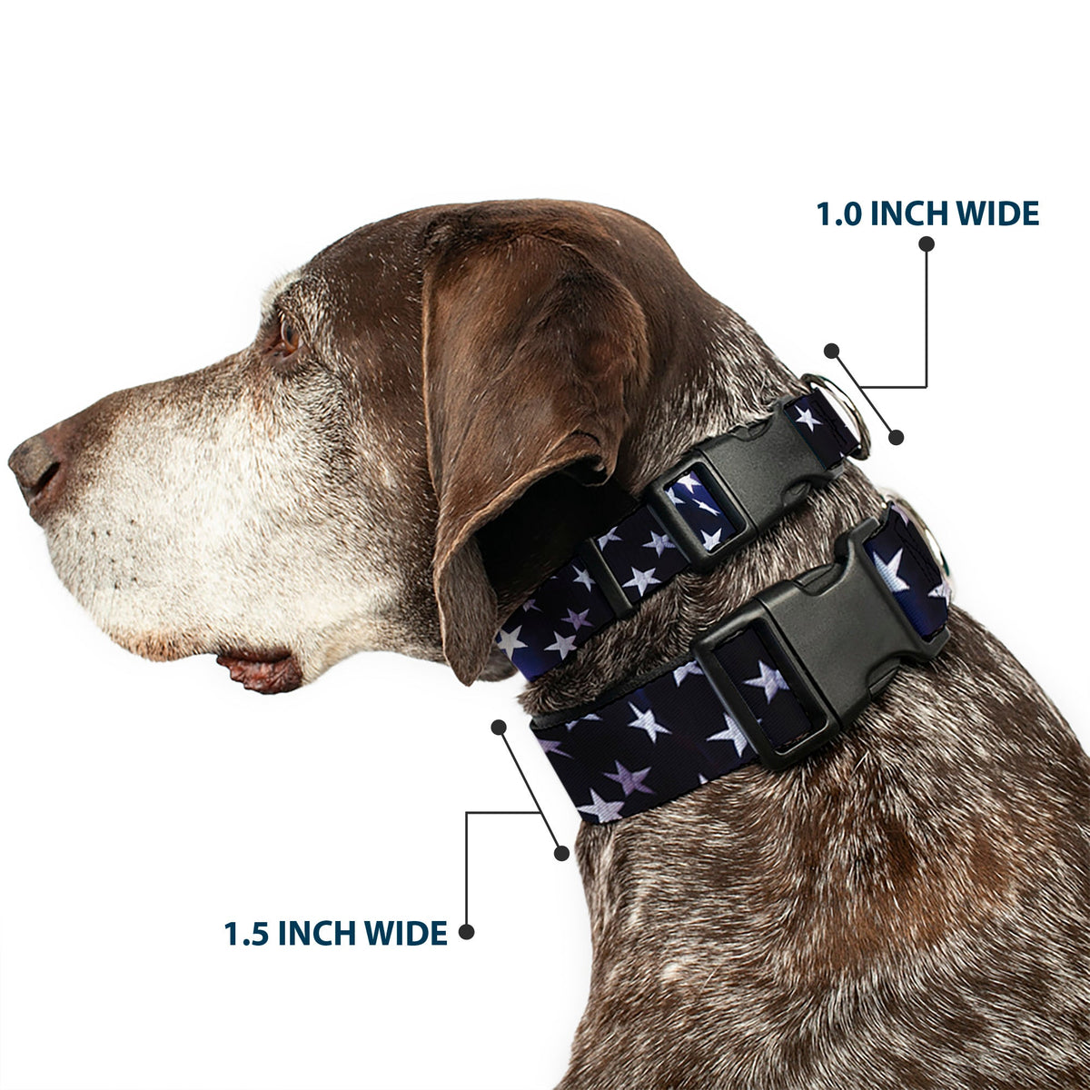 Plastic Clip Collar - American Flag Vivid Stars Blue/White - Buckle-Down - Flyclothing LLC