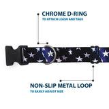 Plastic Clip Collar - American Flag Vivid Stars Blue/White - Buckle-Down - Flyclothing LLC