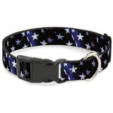 Plastic Clip Collar - American Flag Vivid Stars Blue/White - Buckle-Down - Flyclothing LLC