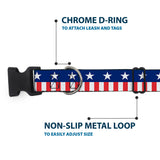 Plastic Clip Collar - Americana Stars & Stripes2 Blue/White/Red/White - Buckle-Down - Flyclothing LLC