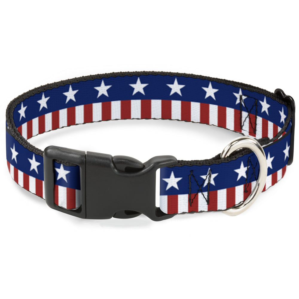 Plastic Clip Collar - Americana Stars & Stripes2 Blue/White/Red/White - Buckle-Down - Flyclothing LLC
