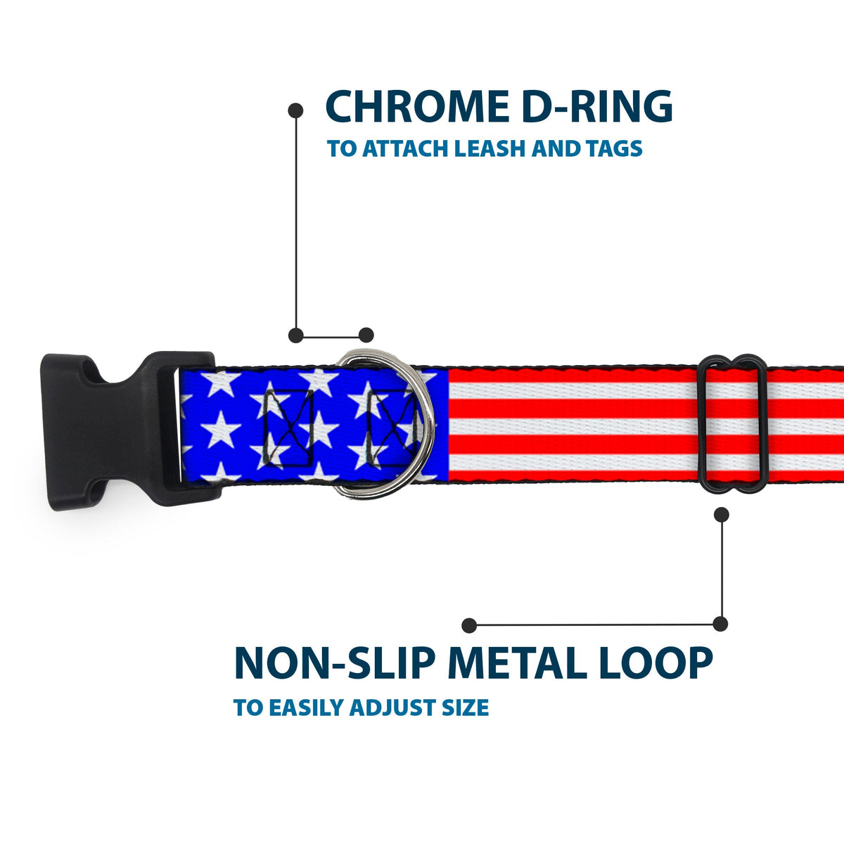 Plastic Clip Collar - Americana Stars & Stripes3 Red/White/Blue - Buckle-Down - Flyclothing LLC