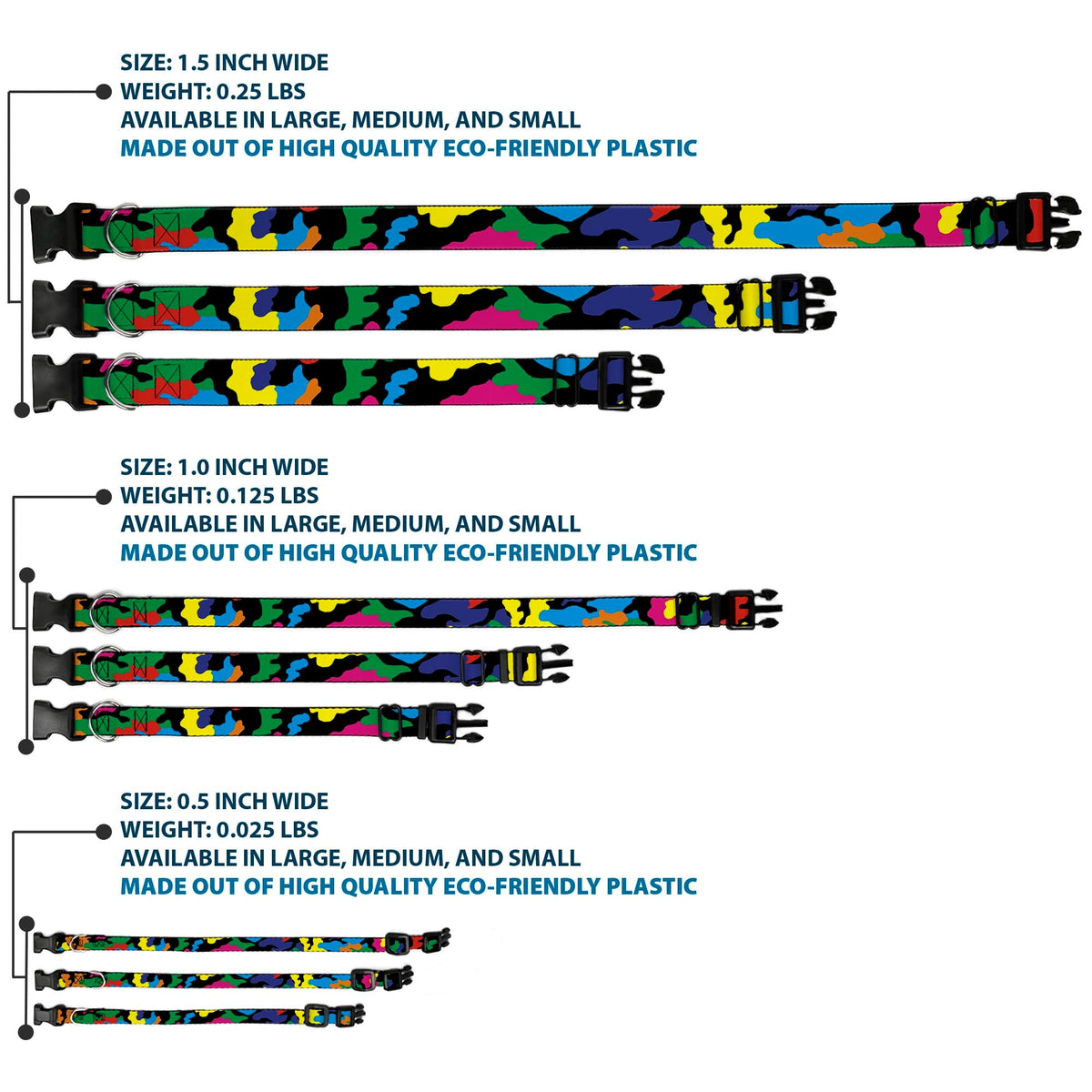 Plastic Clip Collar - Camo Multi Neon