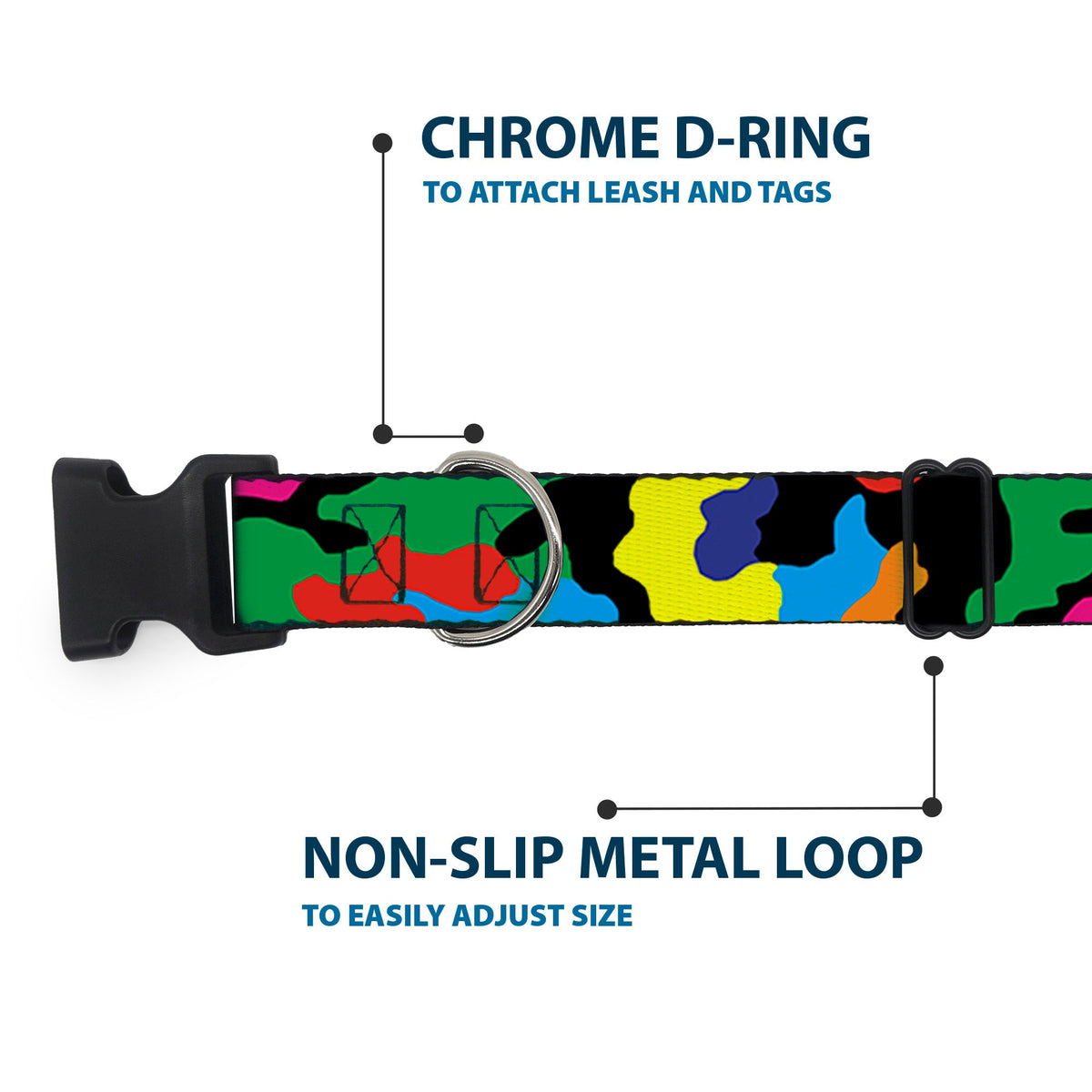 Plastic Clip Collar - Camo Multi Neon