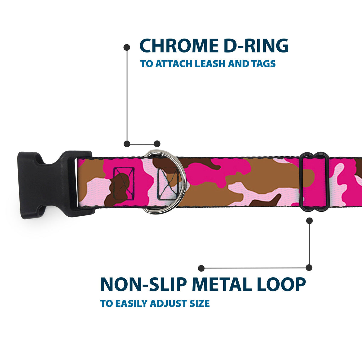 Plastic Clip Collar - Camo Pink