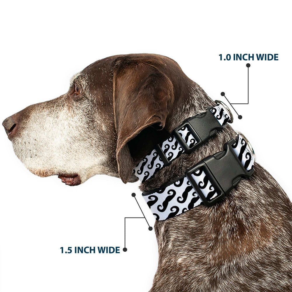 Plastic Clip Collar - Diagonal Handlebar Mustaches White/Black - Buckle-Down - Flyclothing LLC
