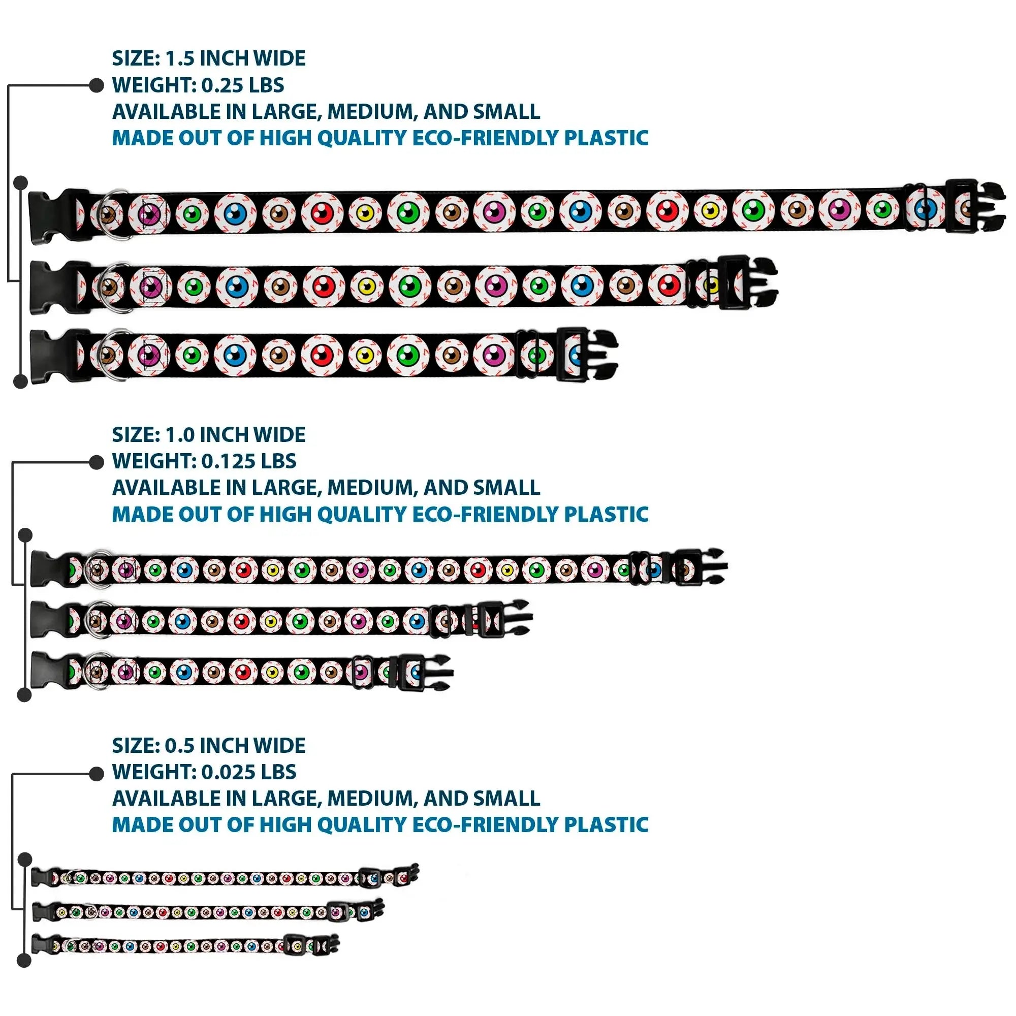Plastic Clip Collar - Eyeballs Black/Multi Color - Buckle-Down - Flyclothing LLC