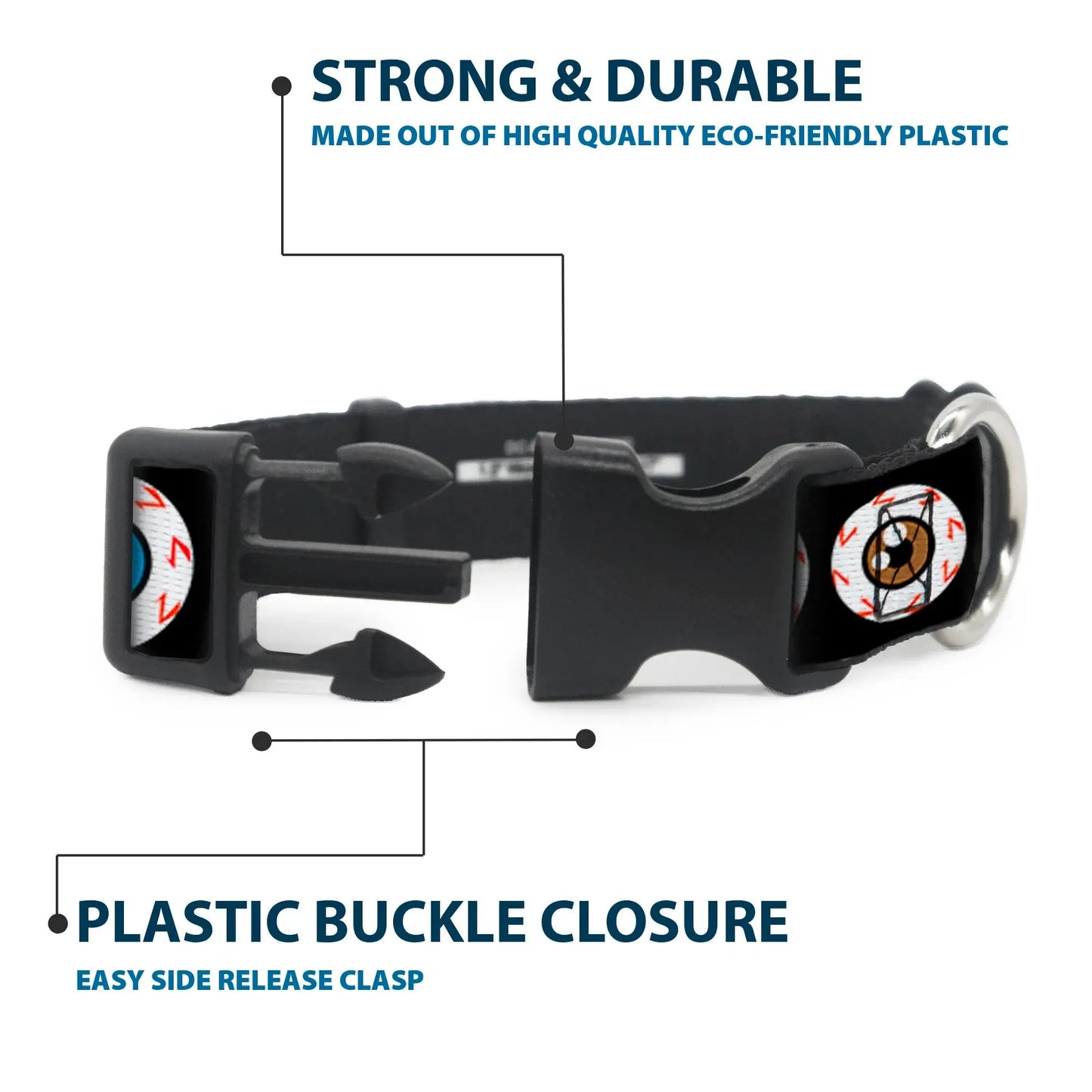 Plastic Clip Collar - Eyeballs Black/Multi Color - Buckle-Down - Flyclothing LLC