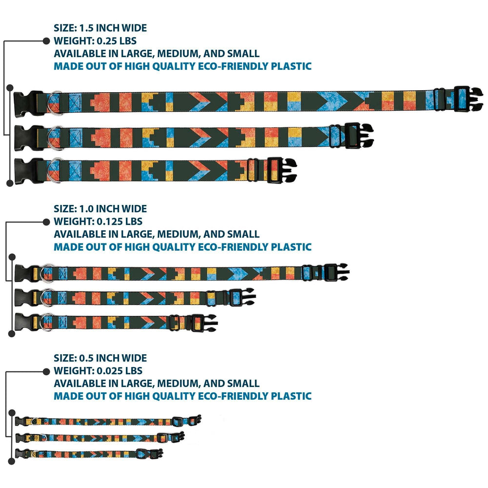 Plastic Clip Collar - Geometric8 Charcoal/Orange/Gold/Blue - Buckle-Down - Flyclothing LLC