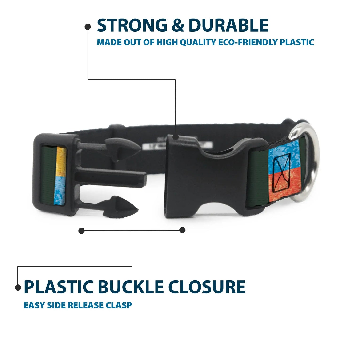 Plastic Clip Collar - Geometric8 Charcoal/Orange/Gold/Blue - Buckle-Down - Flyclothing LLC