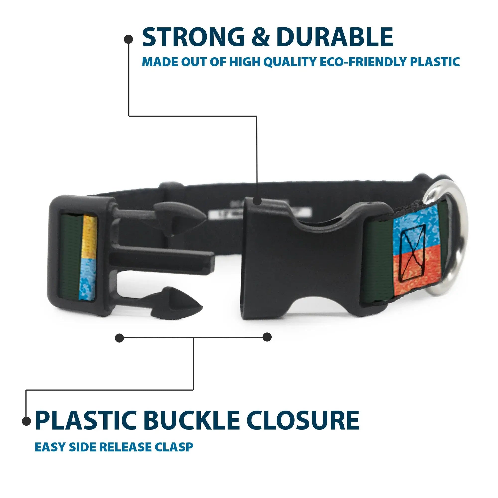 Plastic Clip Collar - Geometric8 Charcoal/Orange/Gold/Blue - Buckle-Down - Flyclothing LLC