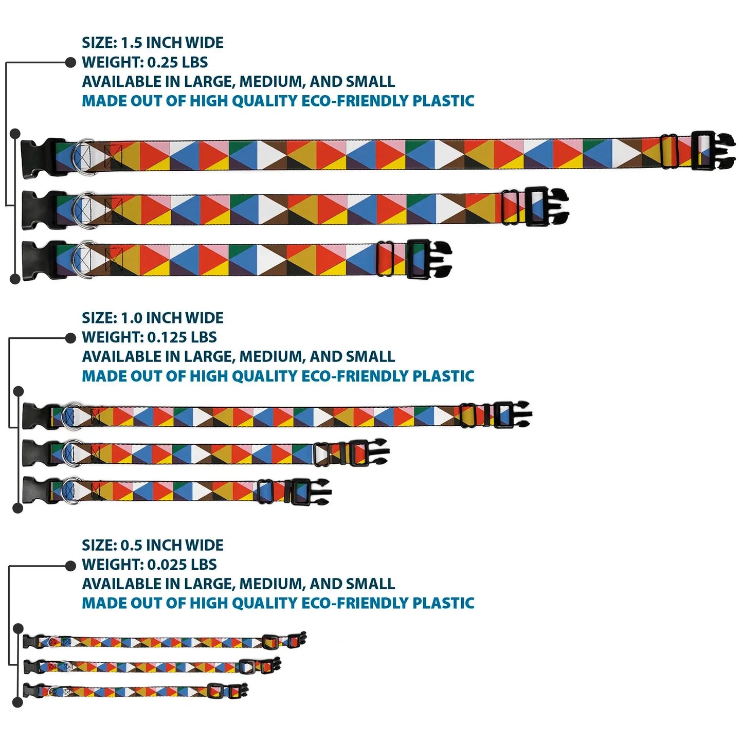 Plastic Clip Collar - Geometric Triangle Blocks Multi Color - Buckle-Down - Flyclothing LLC