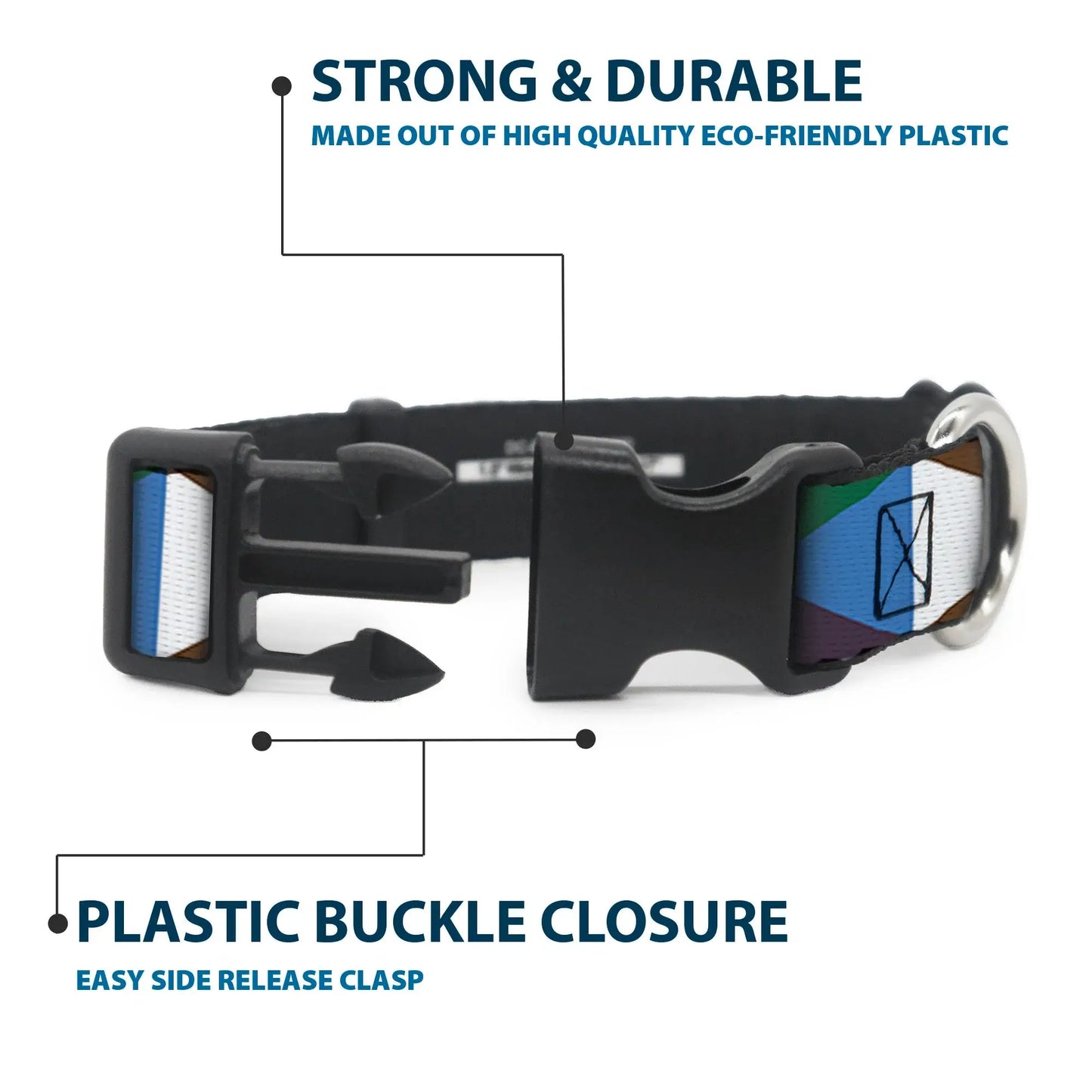 Plastic Clip Collar - Geometric Triangle Blocks Multi Color - Buckle-Down - Flyclothing LLC