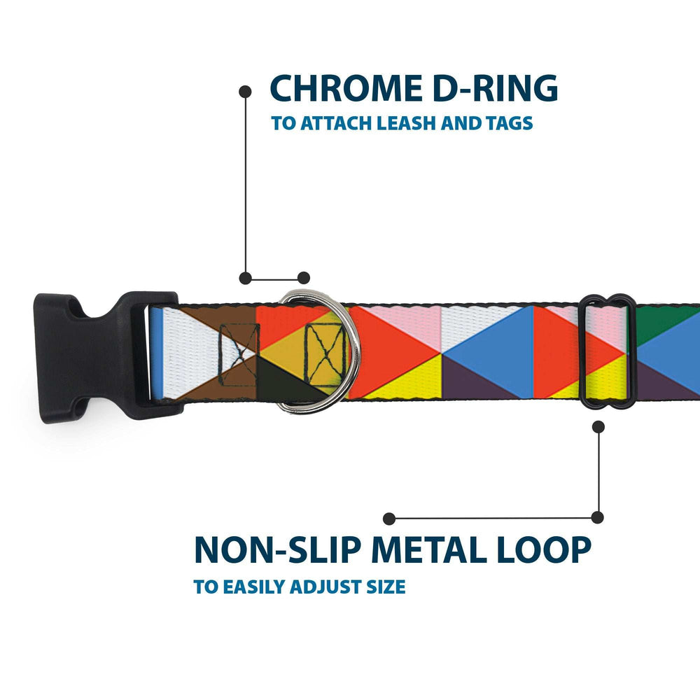Plastic Clip Collar - Geometric Triangle Blocks Multi Color - Buckle-Down - Flyclothing LLC