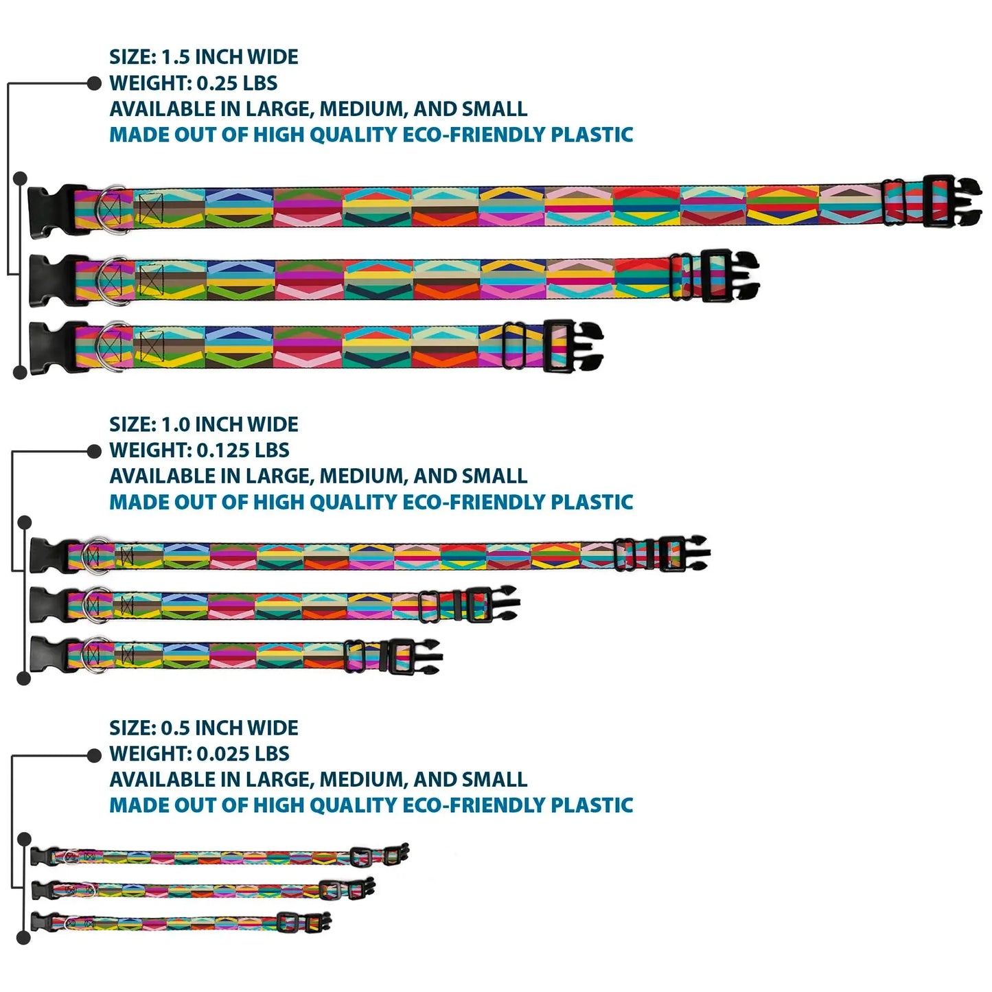 Plastic Clip Collar - Geometric10 Multi Color - Buckle-Down - Flyclothing LLC