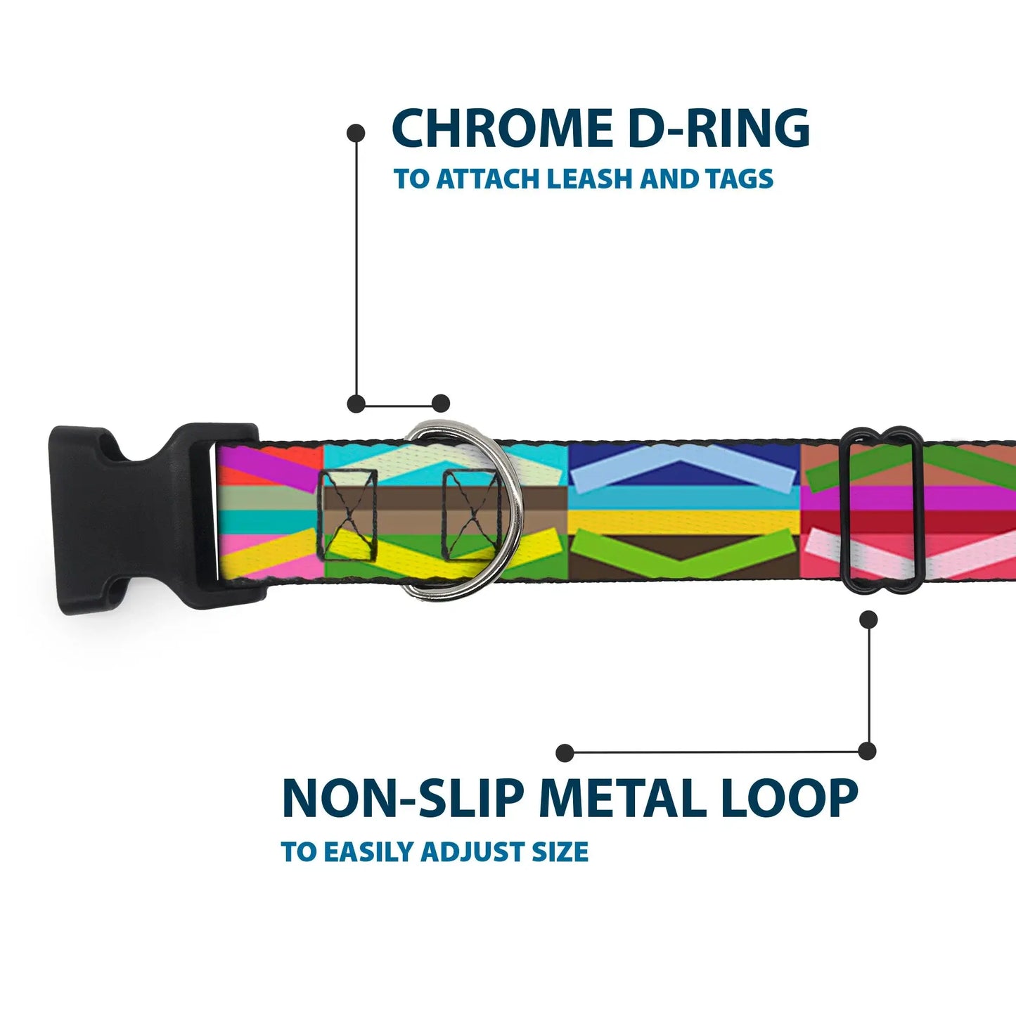 Plastic Clip Collar - Geometric10 Multi Color - Buckle-Down - Flyclothing LLC