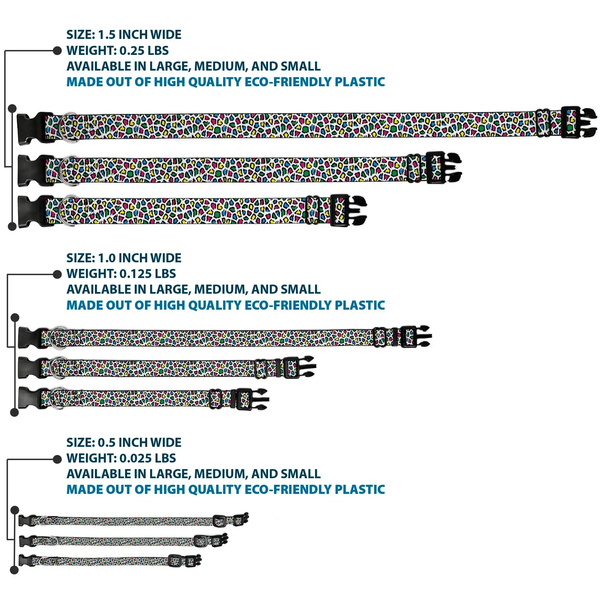 Plastic Clip Collar - Leopard White/Multi Color - Buckle-Down - Flyclothing LLC