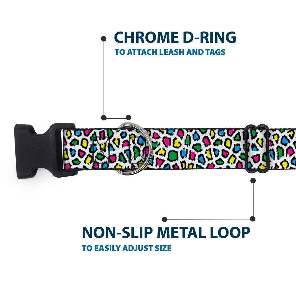 Plastic Clip Collar - Leopard White/Multi Color - Buckle-Down - Flyclothing LLC