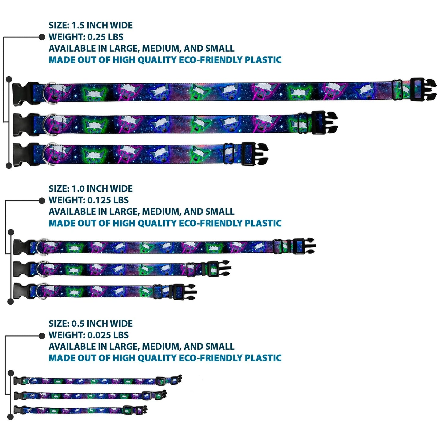 Plastic Clip Collar - Laser Eye Cats in Space - Buckle-Down - Flyclothing LLC