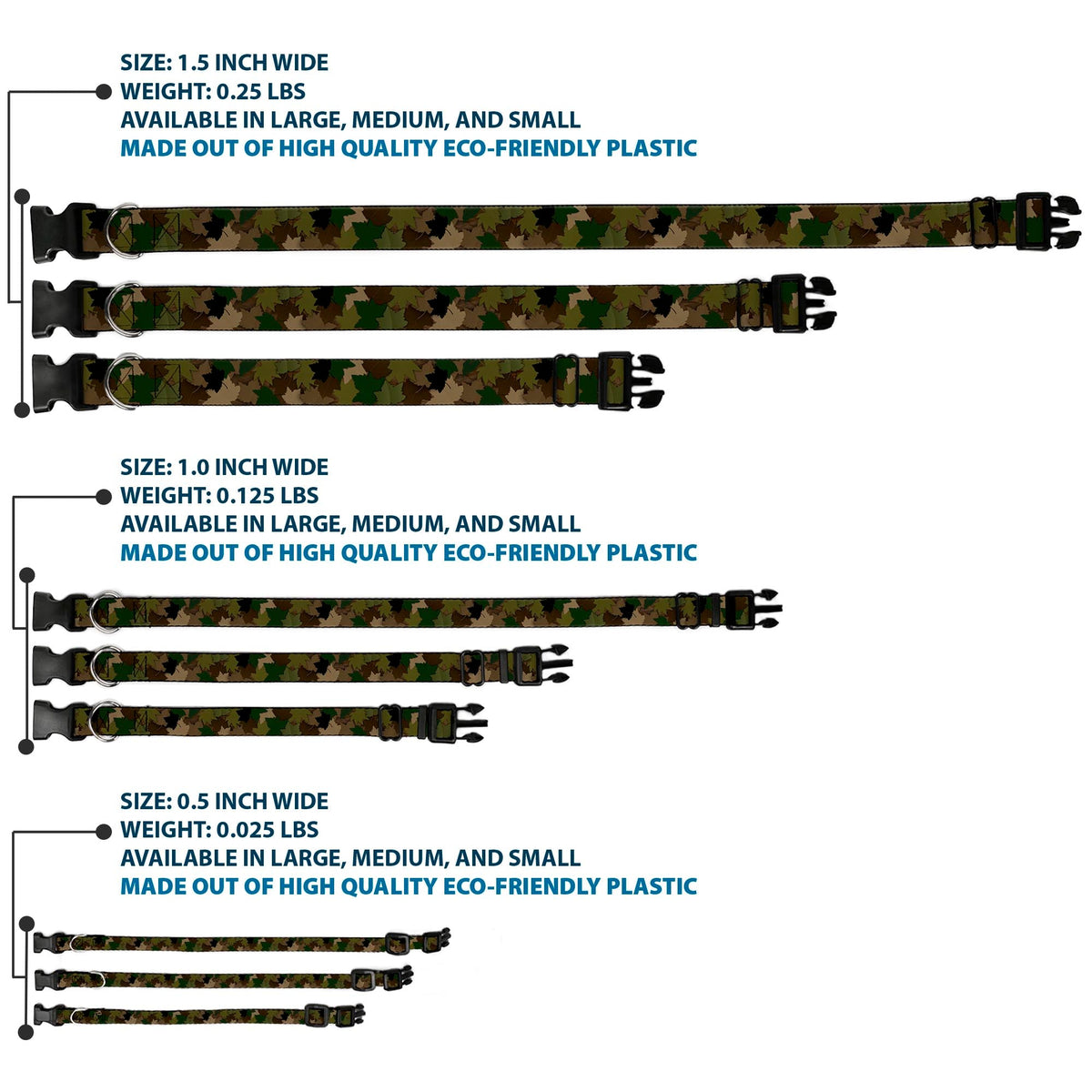 Plastic Clip Collar - Leaf Camo Browns/Greens/Black