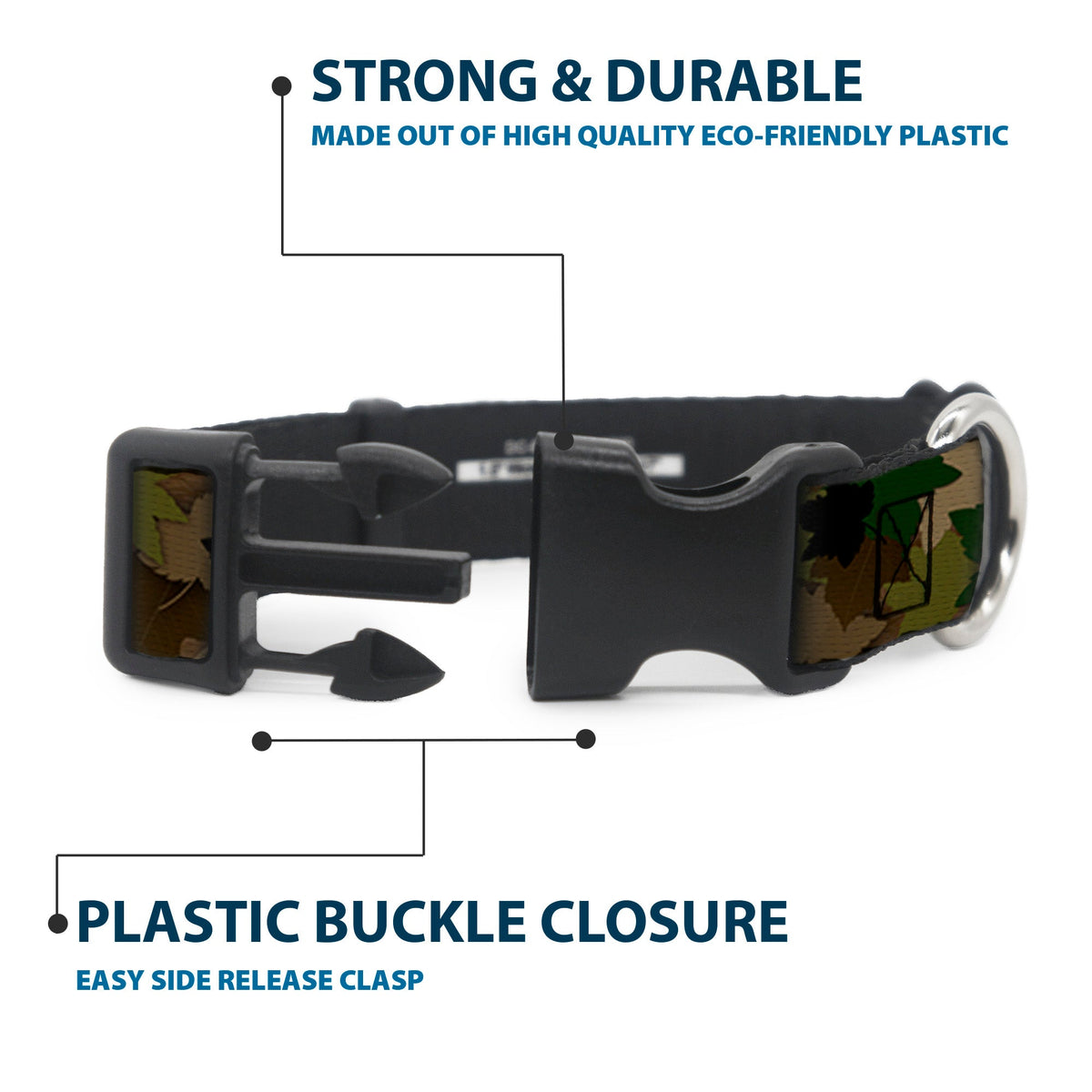 Plastic Clip Collar - Leaf Camo Browns/Greens/Black