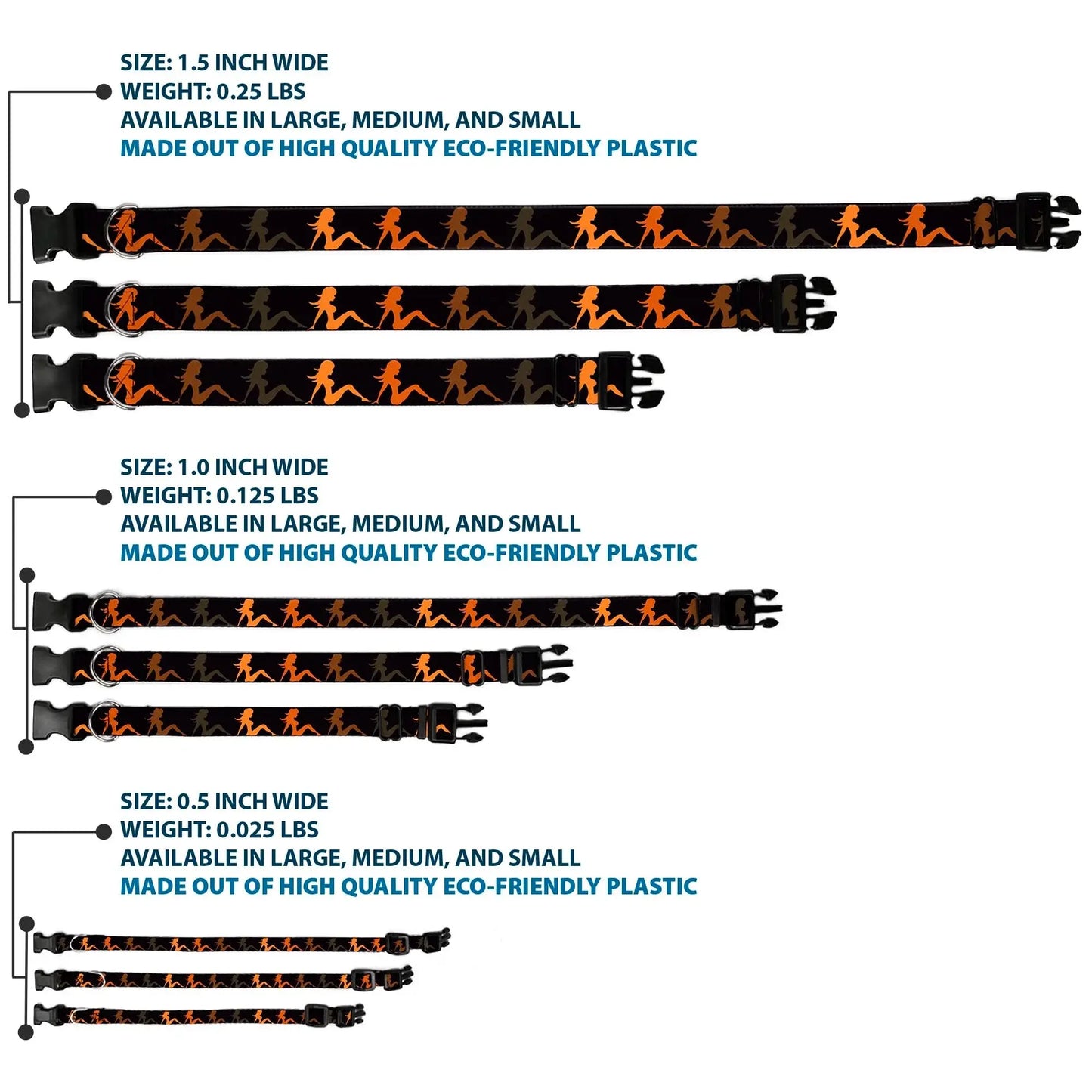 Plastic Clip Collar - Mud Flap Girl Repeat Black/Orange Fade - Buckle-Down - Flyclothing LLC