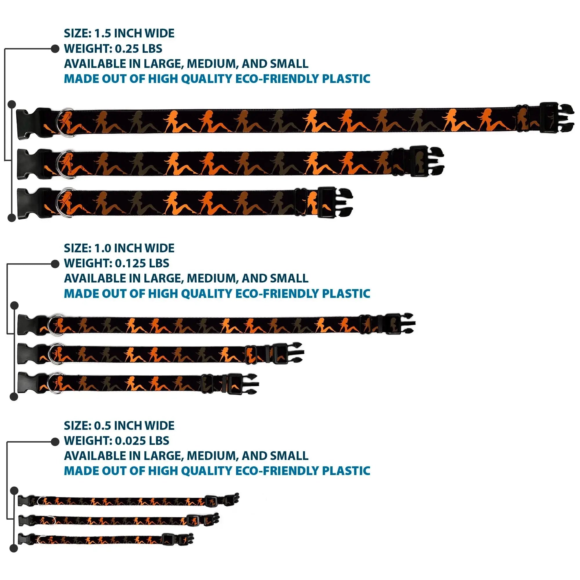 Plastic Clip Collar - Mud Flap Girl Repeat Black/Orange Fade - Buckle-Down - Flyclothing LLC