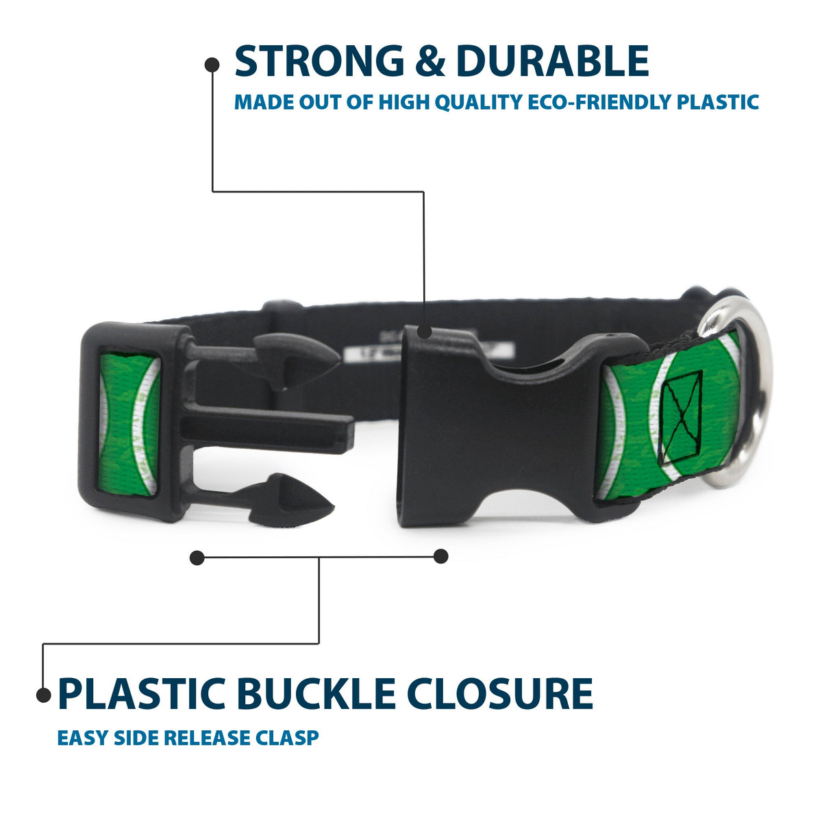 Plastic Clip Collar - Rings Camo Neon Green/White
