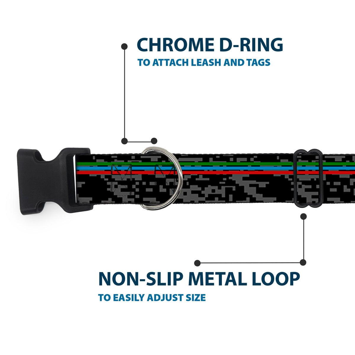 Plastic Clip Collar - Racing Stripes/Digital Camo Black/Gray/Green/Blue/Red
