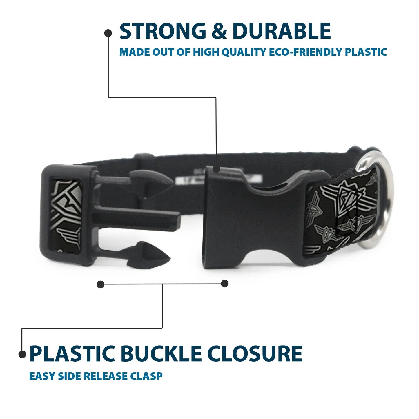 Plastic Clip Collar - BD Logo Scattered Black/Gray - Buckle-Down - Flyclothing LLC