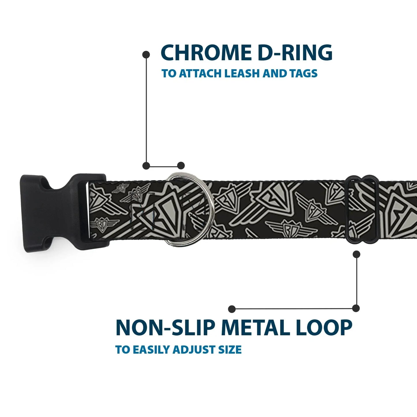 Plastic Clip Collar - BD Logo Scattered Black/Gray - Buckle-Down - Flyclothing LLC