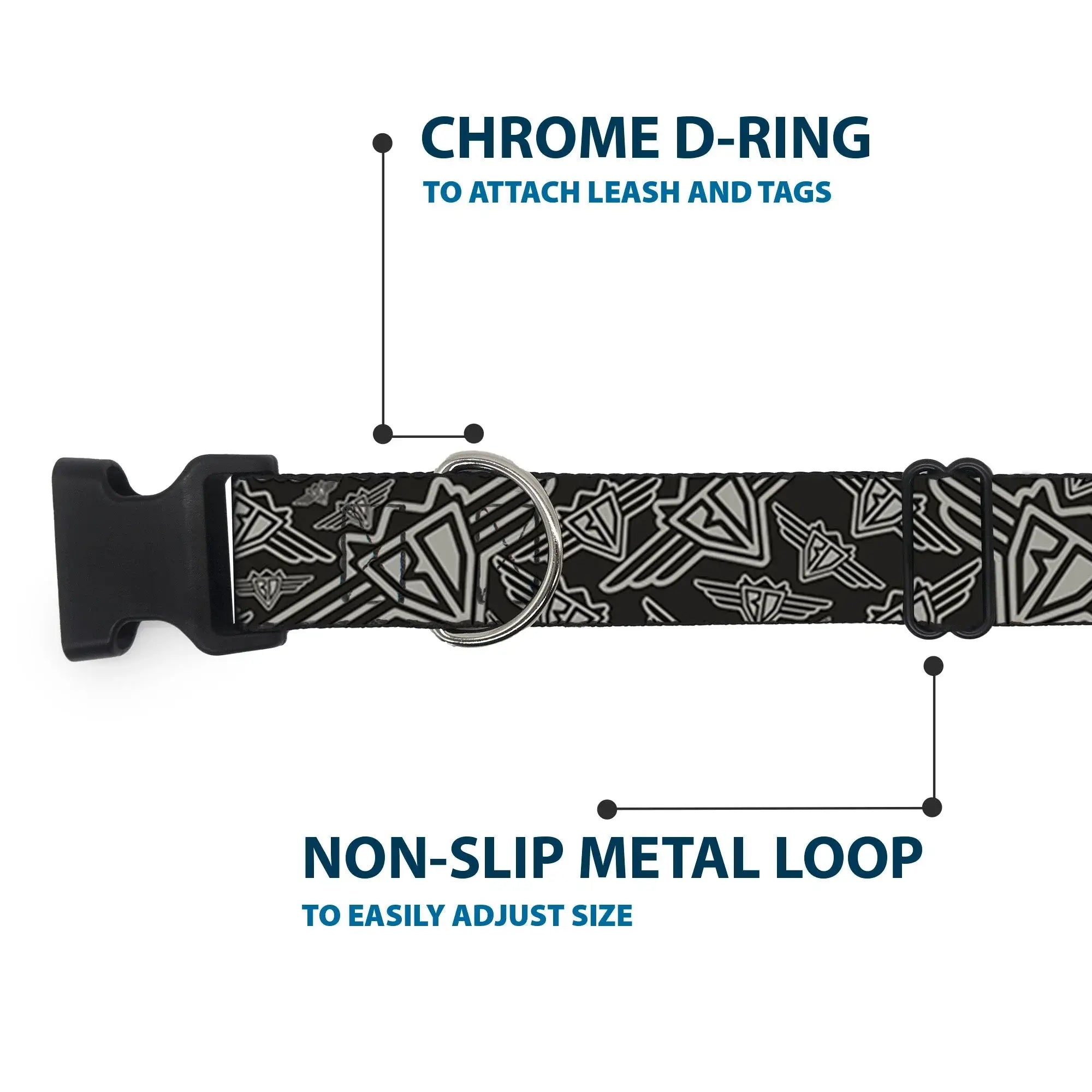 Plastic Clip Collar - BD Logo Scattered Black/Gray - Buckle-Down - Flyclothing LLC