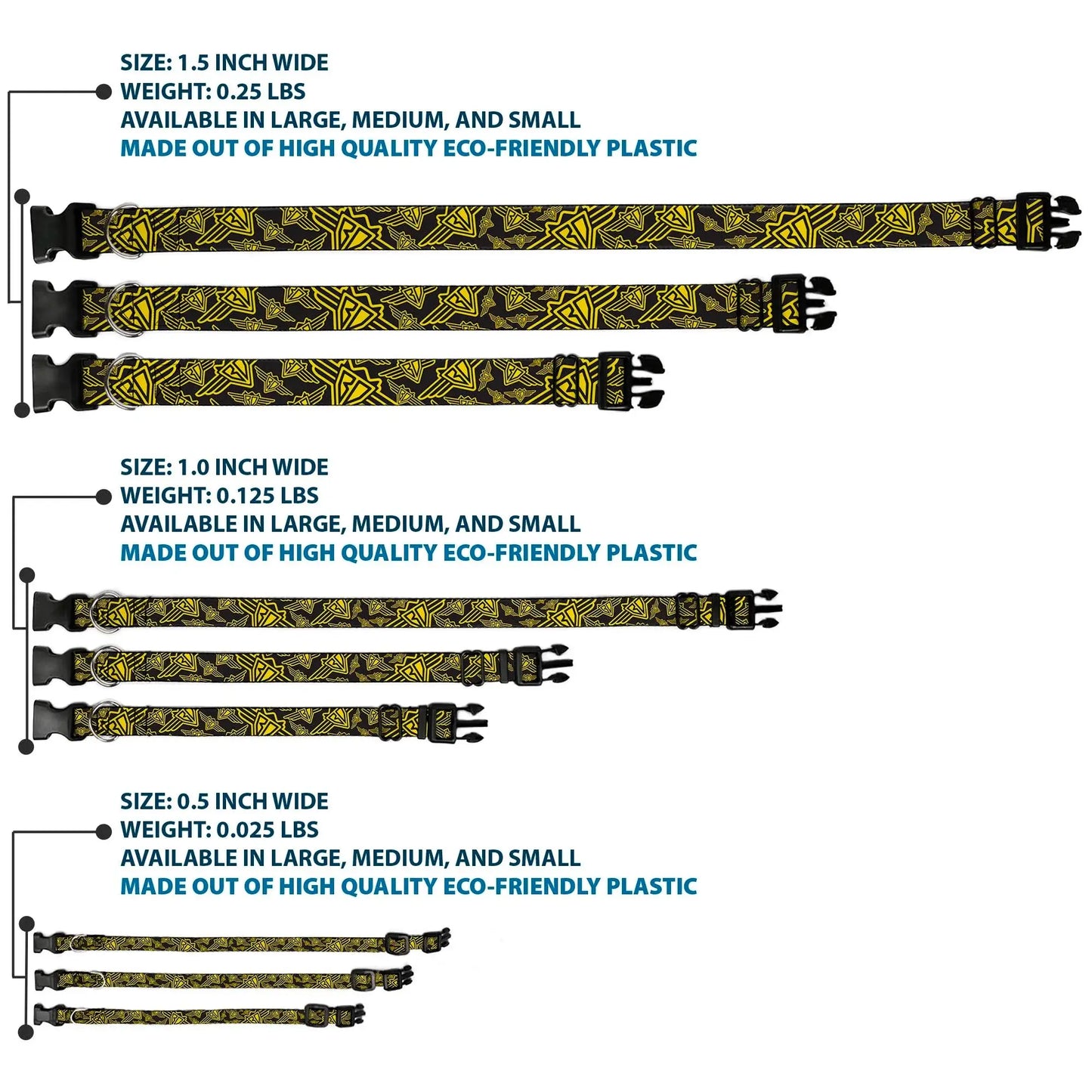 Plastic Clip Collar - BD Logo Scattered Black/Yellow - Buckle-Down - Flyclothing LLC