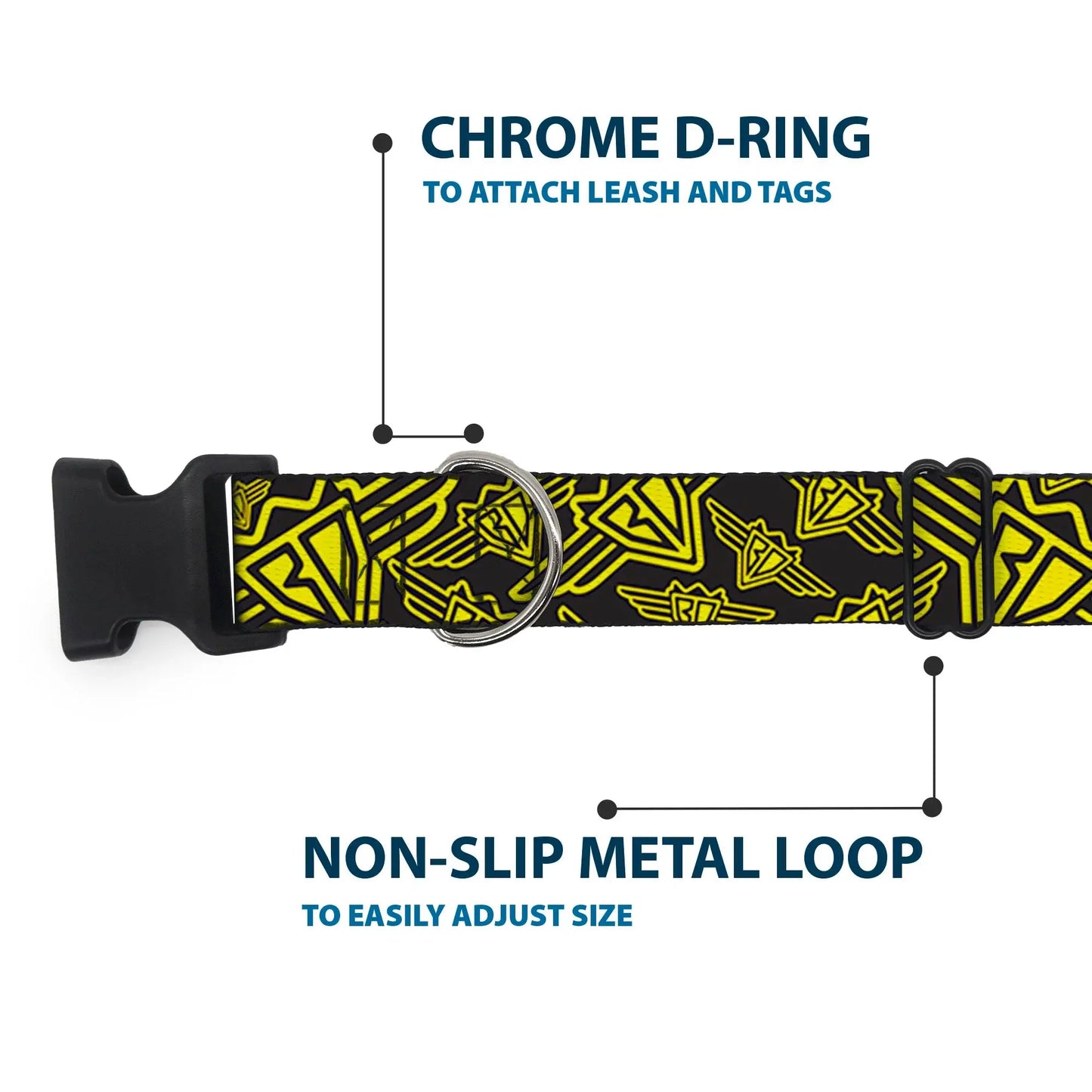 Plastic Clip Collar - BD Logo Scattered Black/Yellow - Buckle-Down - Flyclothing LLC