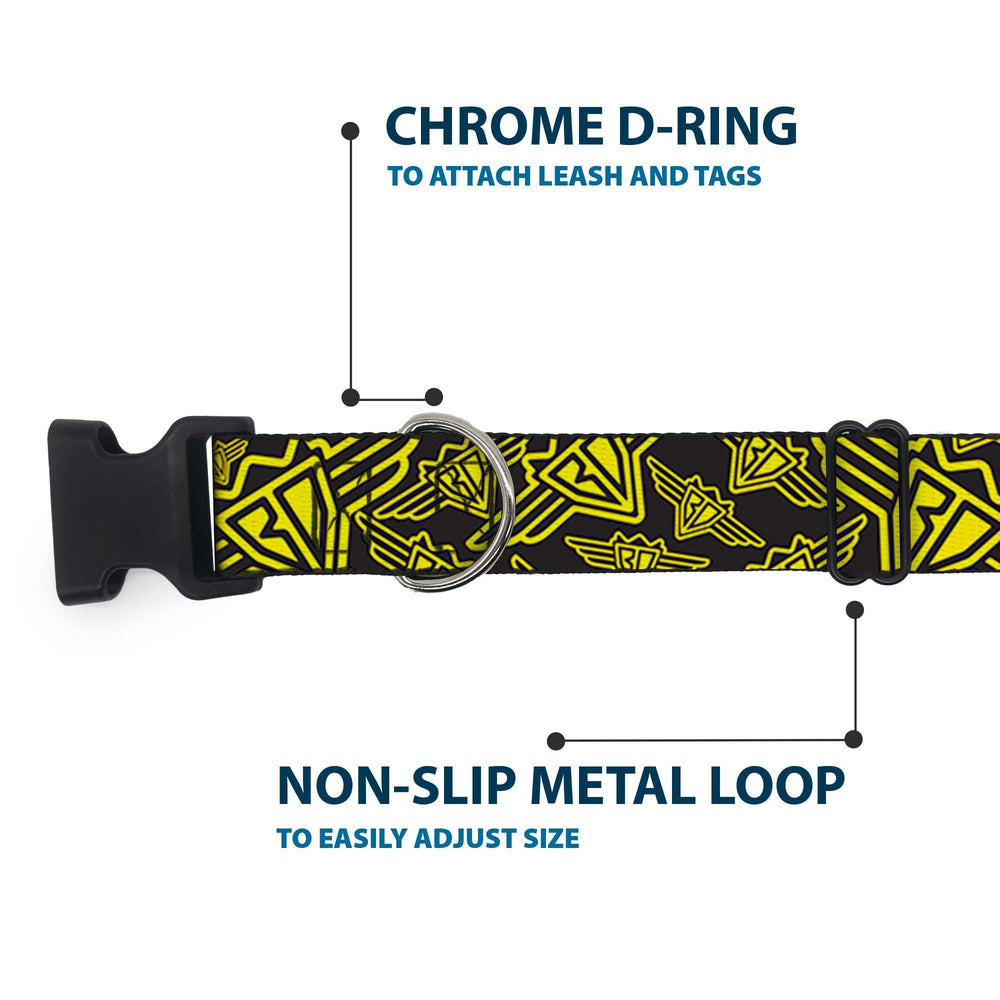 Plastic Clip Collar - BD Logo Scattered Black/Yellow - Buckle-Down - Flyclothing LLC