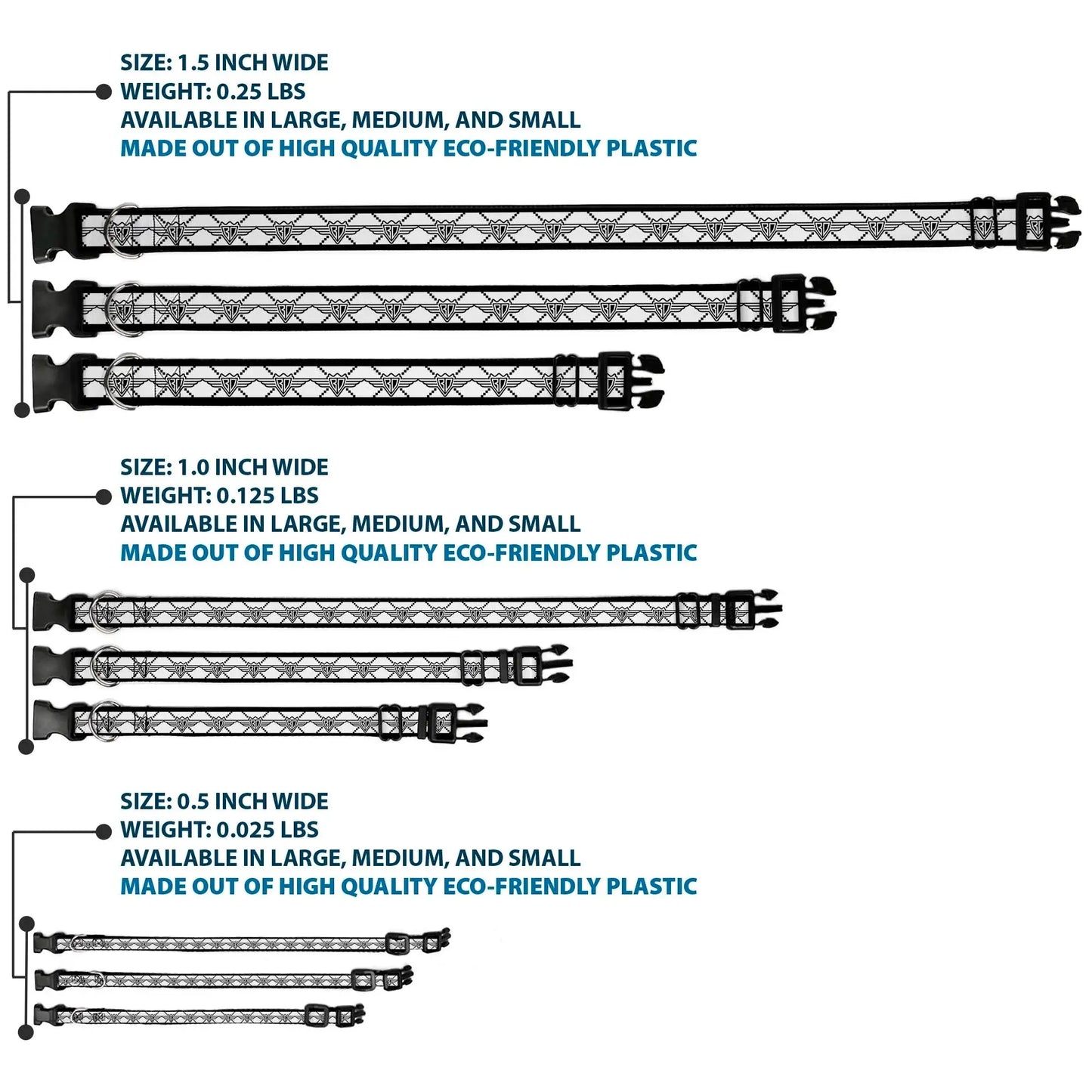 Plastic Clip Collar - BD Monogram2 White/Black - Buckle-Down - Flyclothing LLC