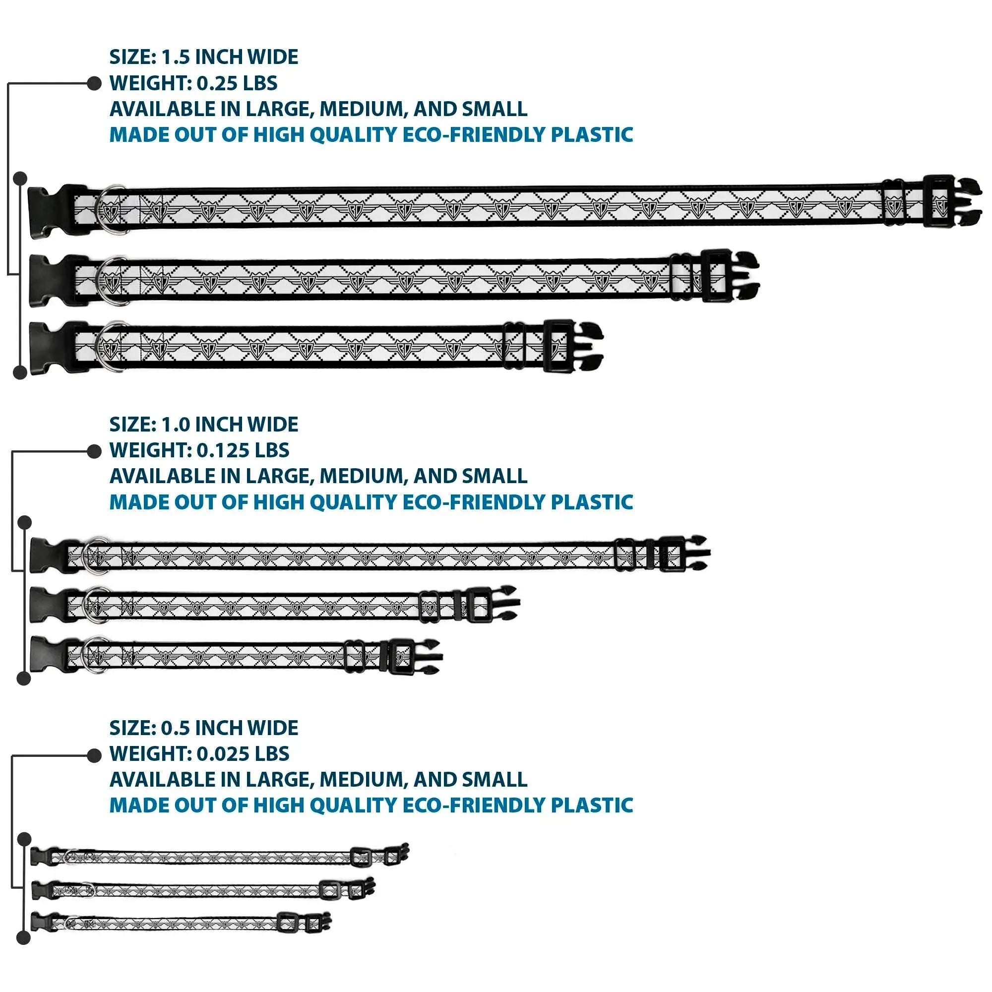 Plastic Clip Collar - BD Monogram2 White/Black - Buckle-Down - Flyclothing LLC