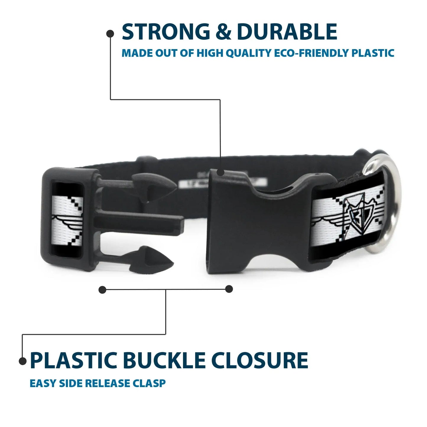 Plastic Clip Collar - BD Monogram2 White/Black - Buckle-Down - Flyclothing LLC
