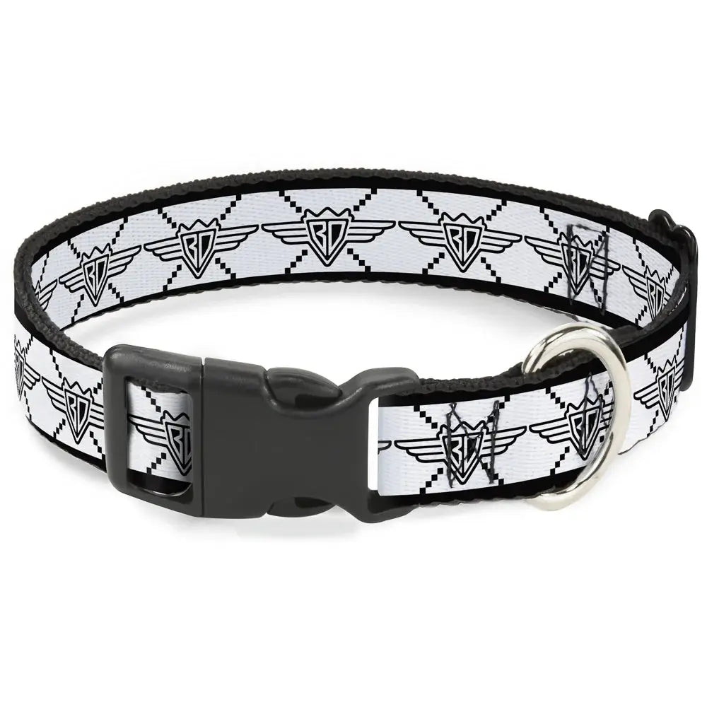 Plastic Clip Collar - BD Monogram2 White/Black - Buckle-Down - Flyclothing LLC