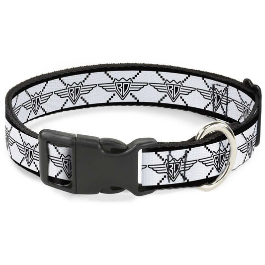 Plastic Clip Collar - BD Monogram2 White/Black - Buckle-Down - Flyclothing LLC