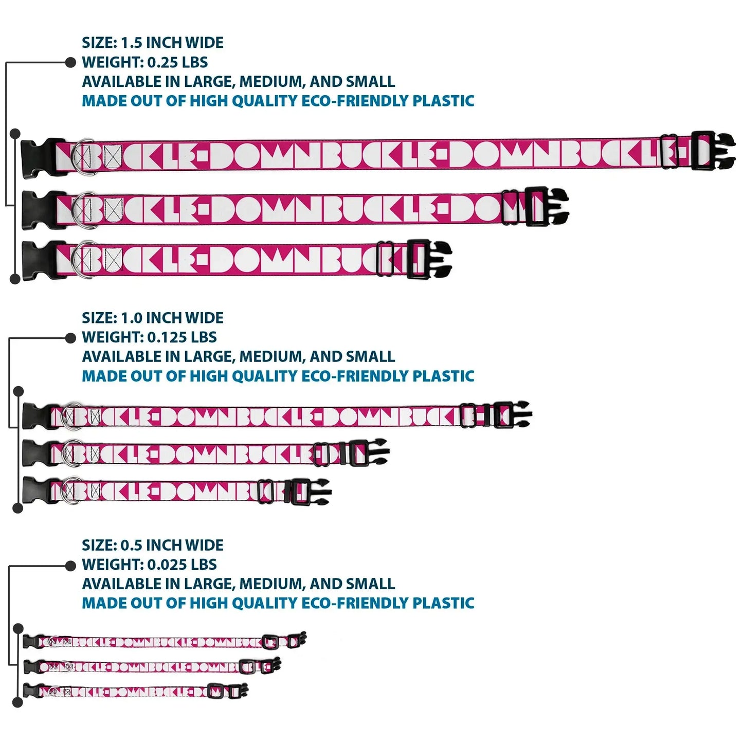 Plastic Clip Collar - BUCKLE-DOWN Shapes Hot Pink/White - Buckle-Down - Flyclothing LLC