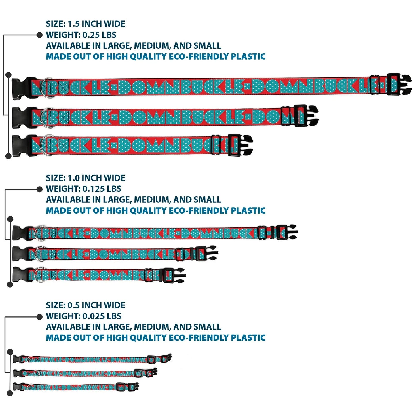 Plastic Clip Collar - BUCKLE-DOWN Shapes Red/Dot Turquoise/White - Buckle-Down - Flyclothing LLC
