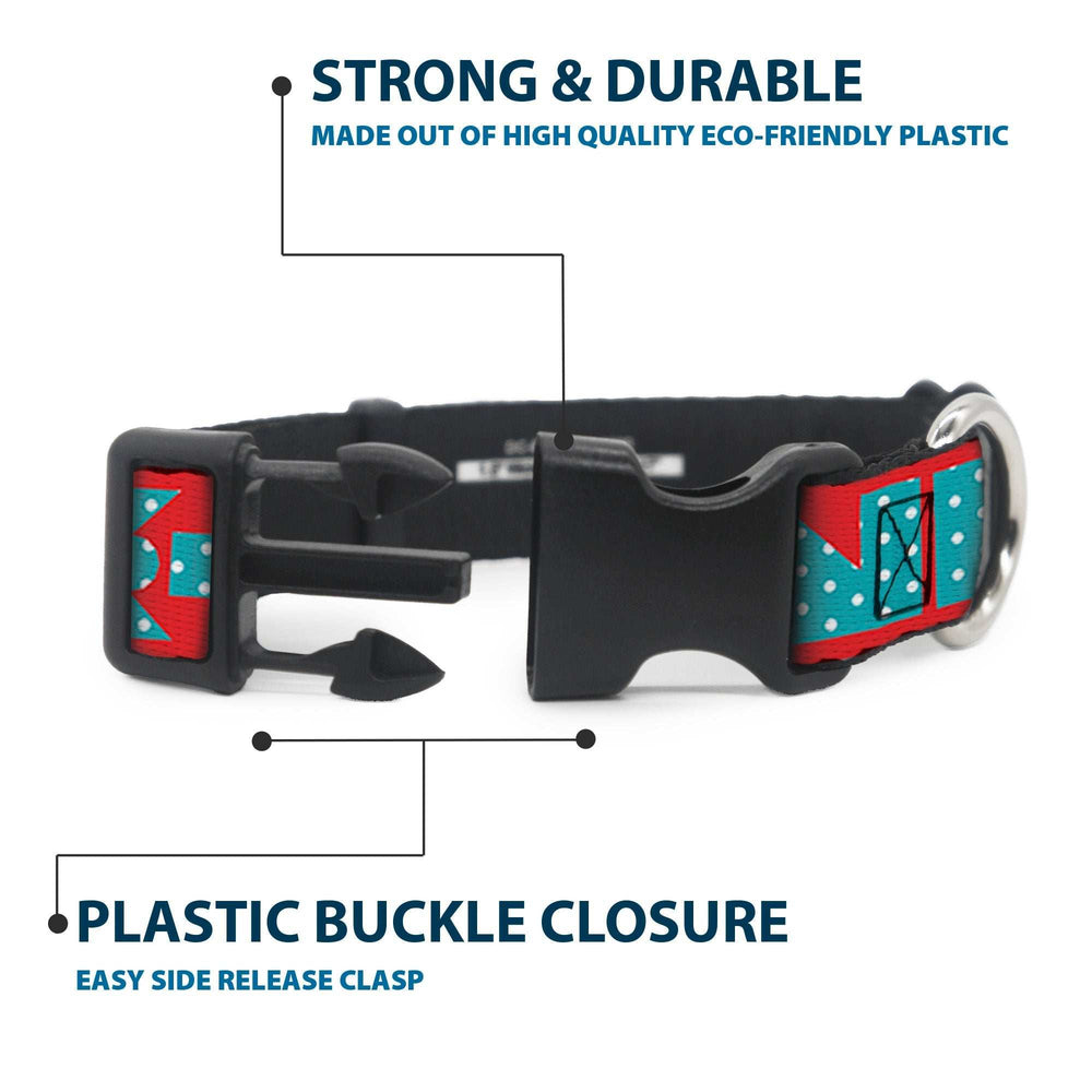 Plastic Clip Collar - BUCKLE-DOWN Shapes Red/Dot Turquoise/White - Buckle-Down - Flyclothing LLC