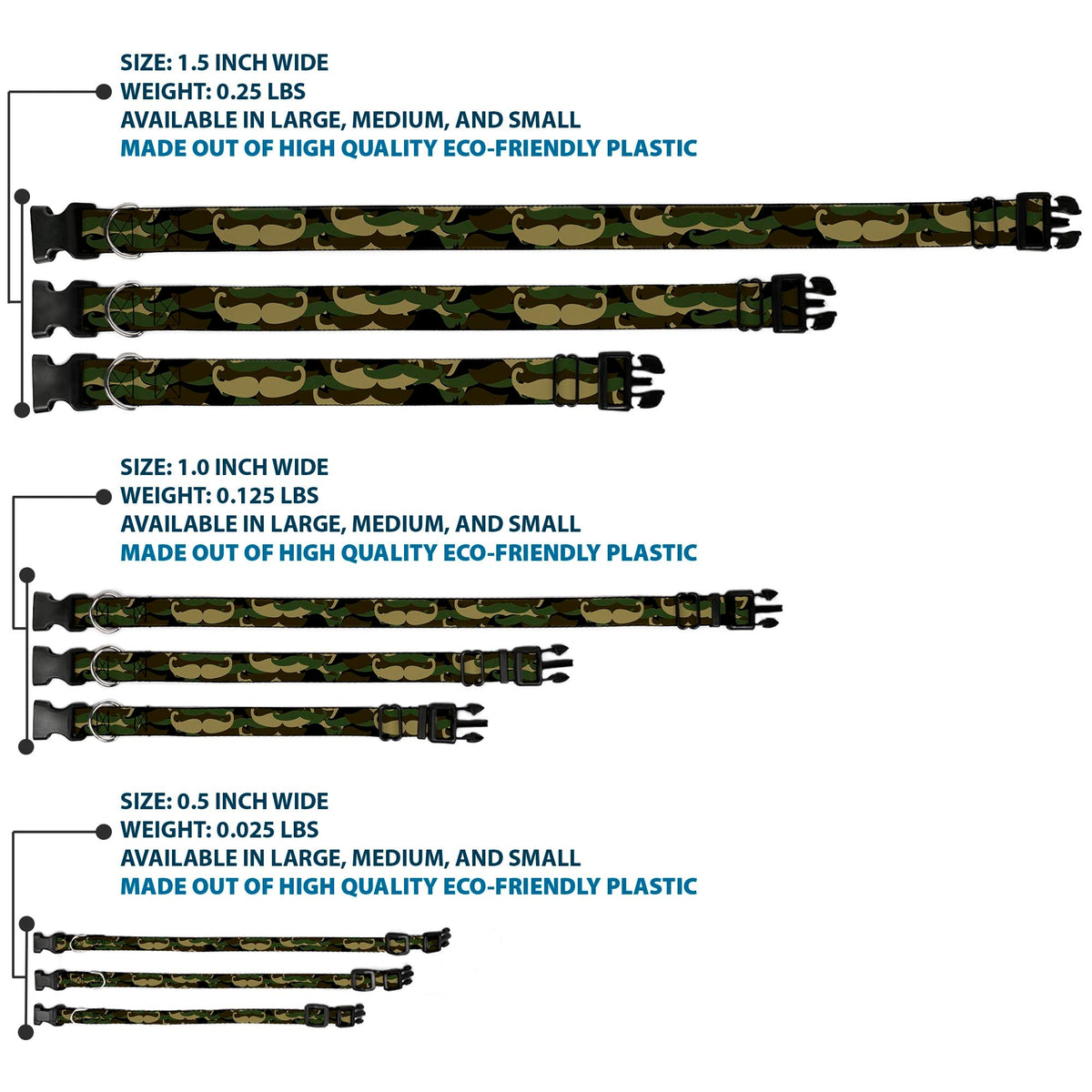 Plastic Clip Collar - Camo'stache